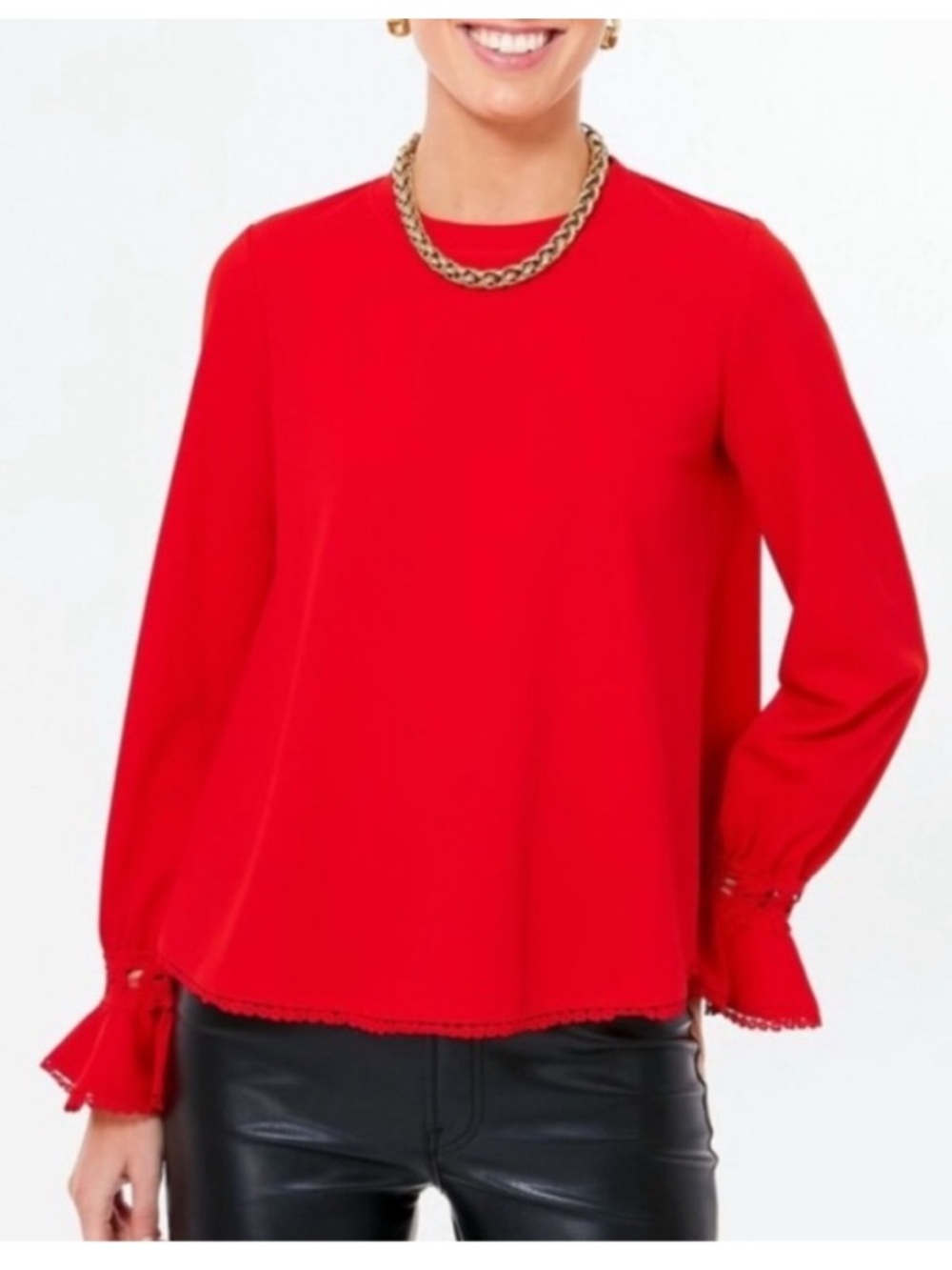 Pomander Place Tuckernuck Red Long Bell Sleeve Palmer Top Sz. 3XL